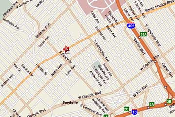 Santa Monica, California Bartending School Map